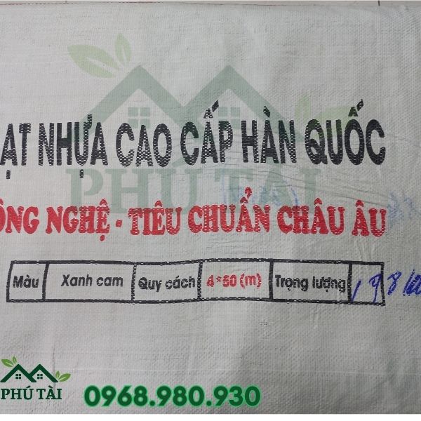 Bao bì bạt xanh cam 4mx50m 20kg