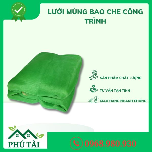 Lưới mùng xanh bao che công trình