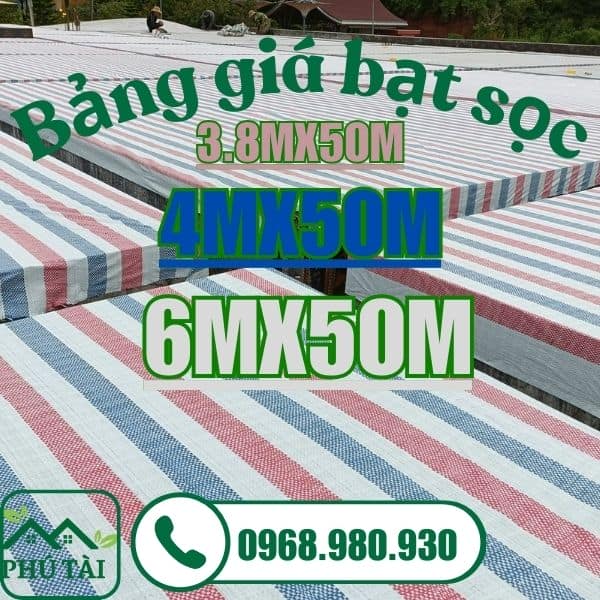 Bảng Giá Bạt Sọc 3,8m| 4m| 6m | Dài 50m Tại Phú Tài