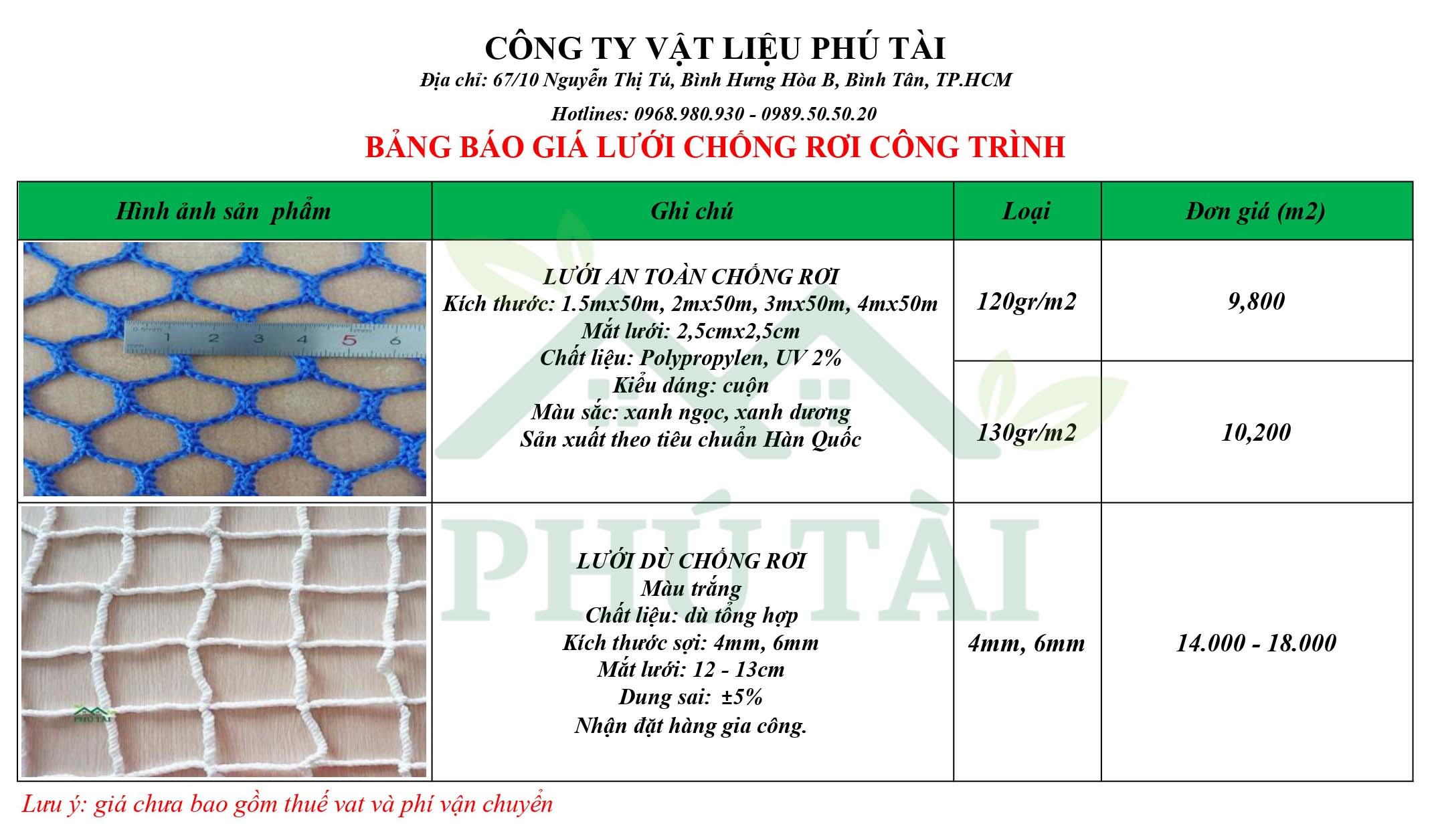 báo giá lưới chống rơi