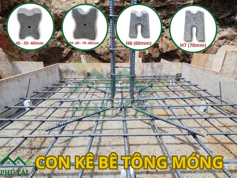 Các loại con kê bê tông móng